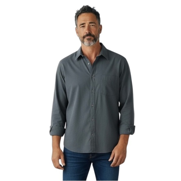 ALFANI XXL Dusty Blue Poly Blend Sueded Button Down R $65 - Picture 1 of 8